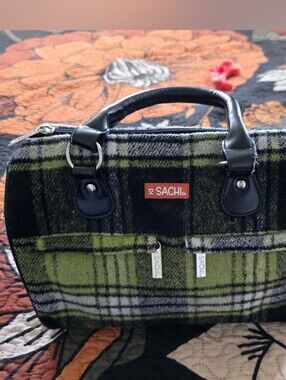 SACHI Plaid Green Lunch Bag